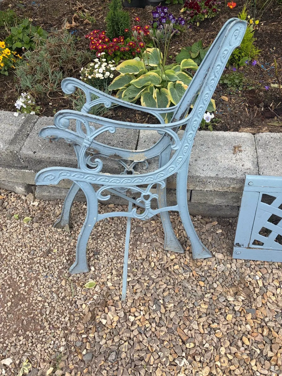 cast iron garden bench ends and back - Image 2