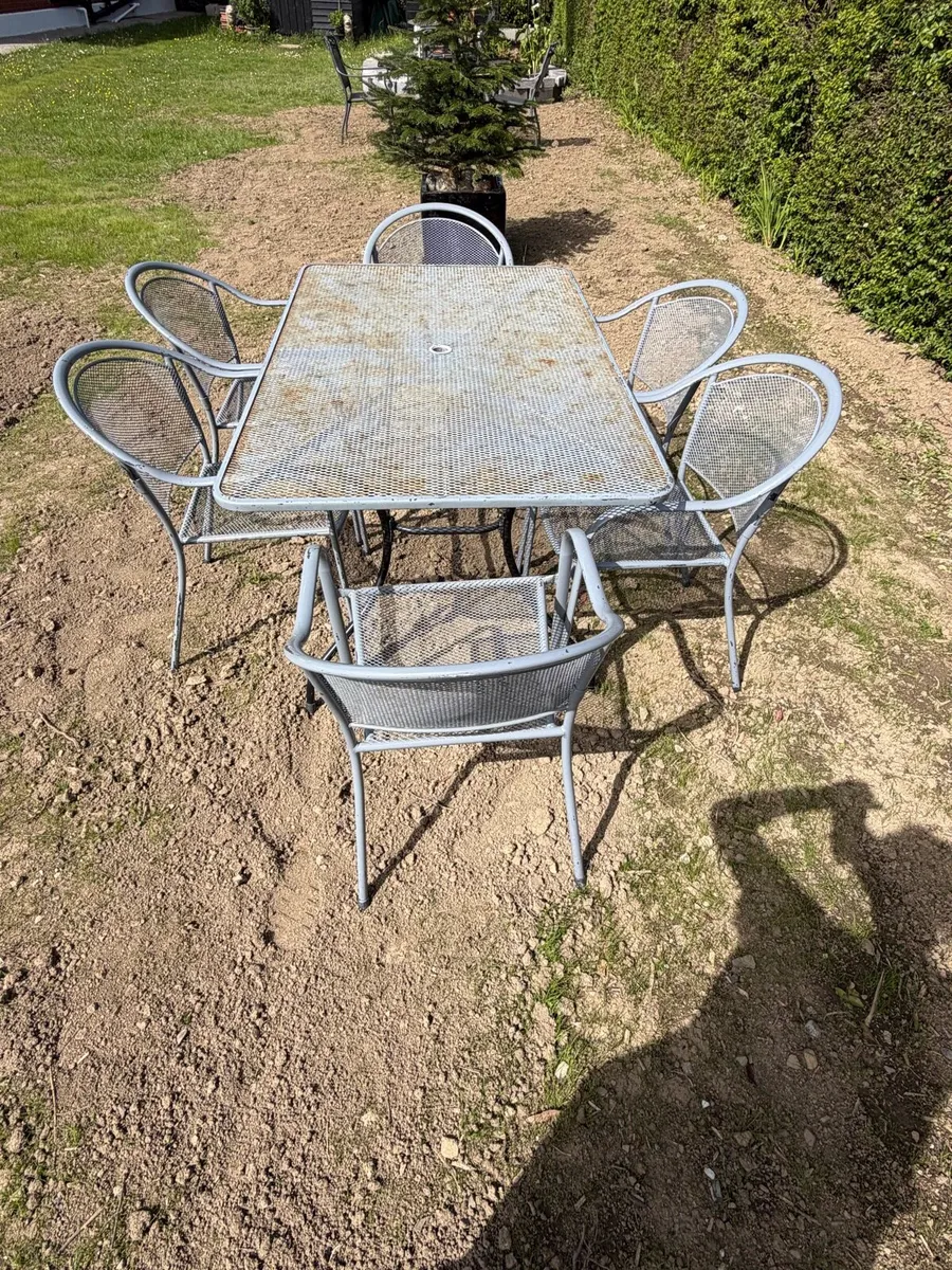iron table + 6 chairs set garden furniture - Image 2