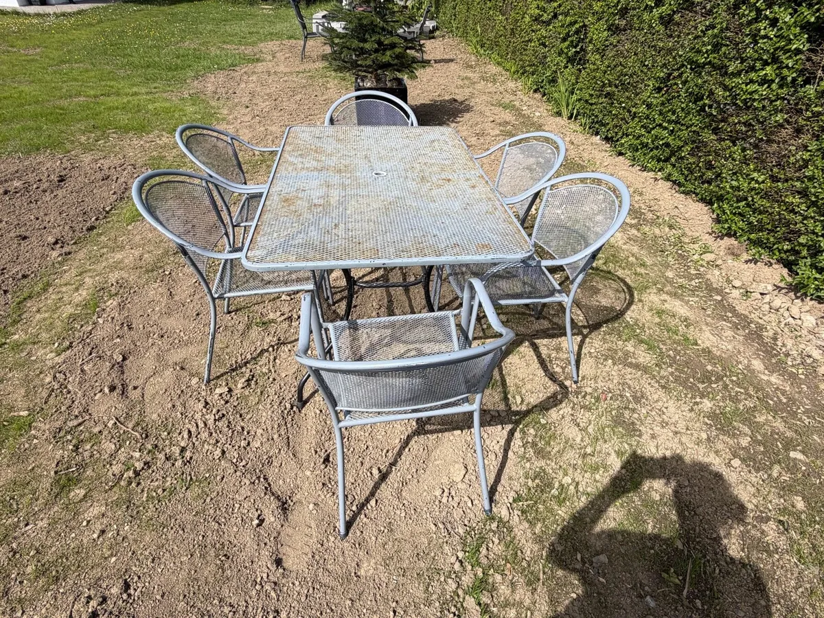 iron table + 6 chairs set garden furniture - Image 3