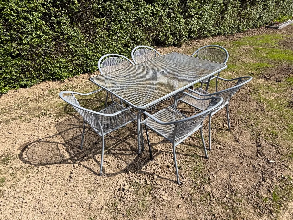 iron table + 6 chairs set garden furniture - Image 1