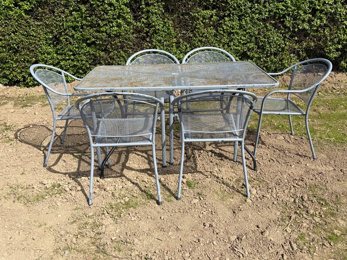 iron table + 6 chairs set garden furniture - Image 4