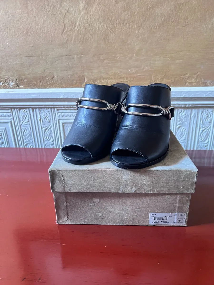 New AllSaints Black High Wedge Heels Size 40 - Image 2