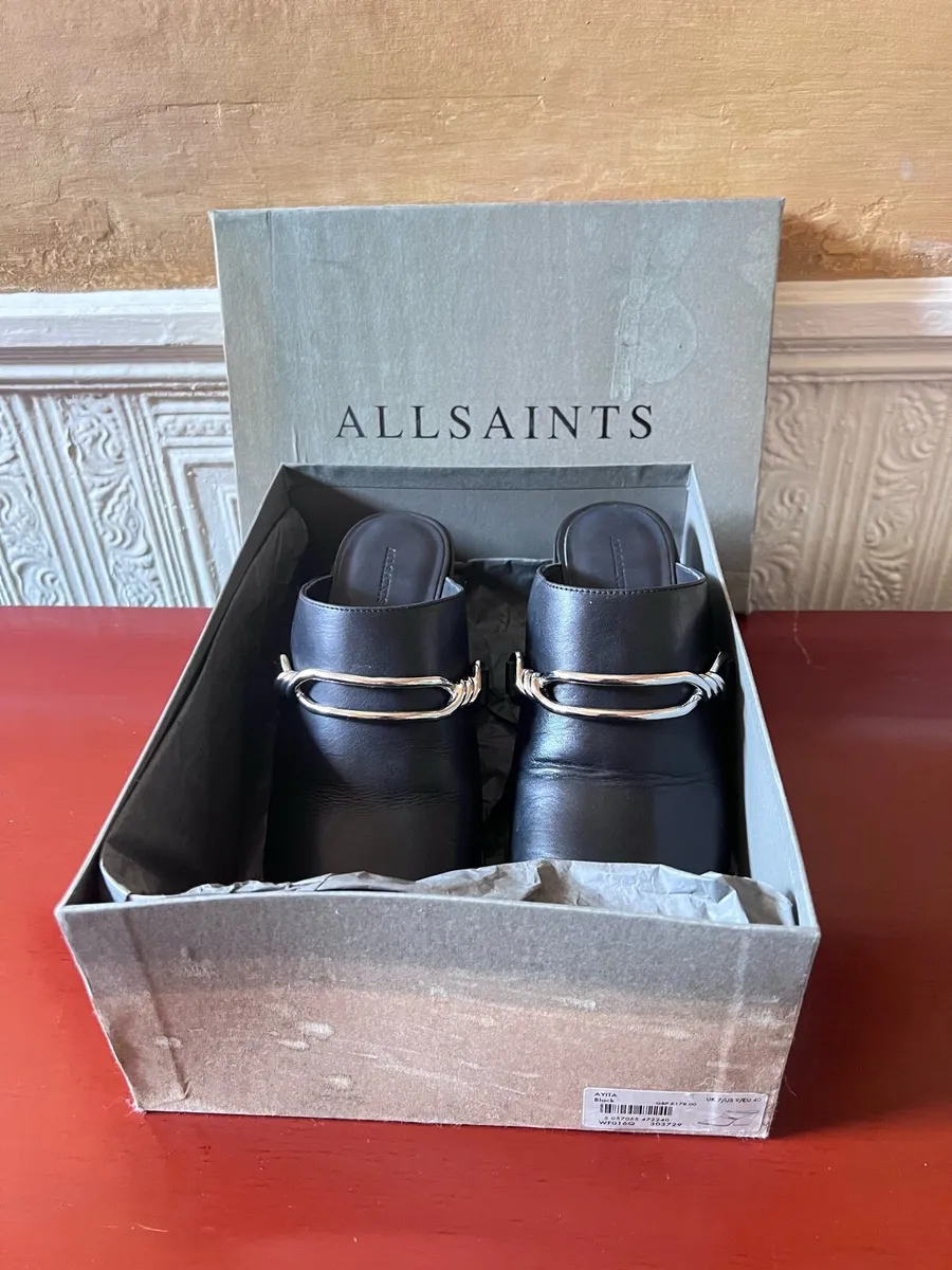 New AllSaints Black High Wedge Heels Size 40 - Image 3
