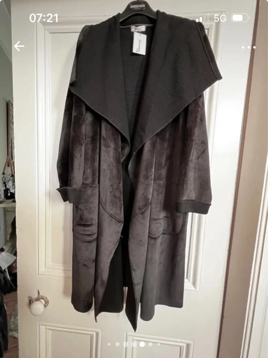 NEW Thanny Black Faux Suede Coat Large - Image 1