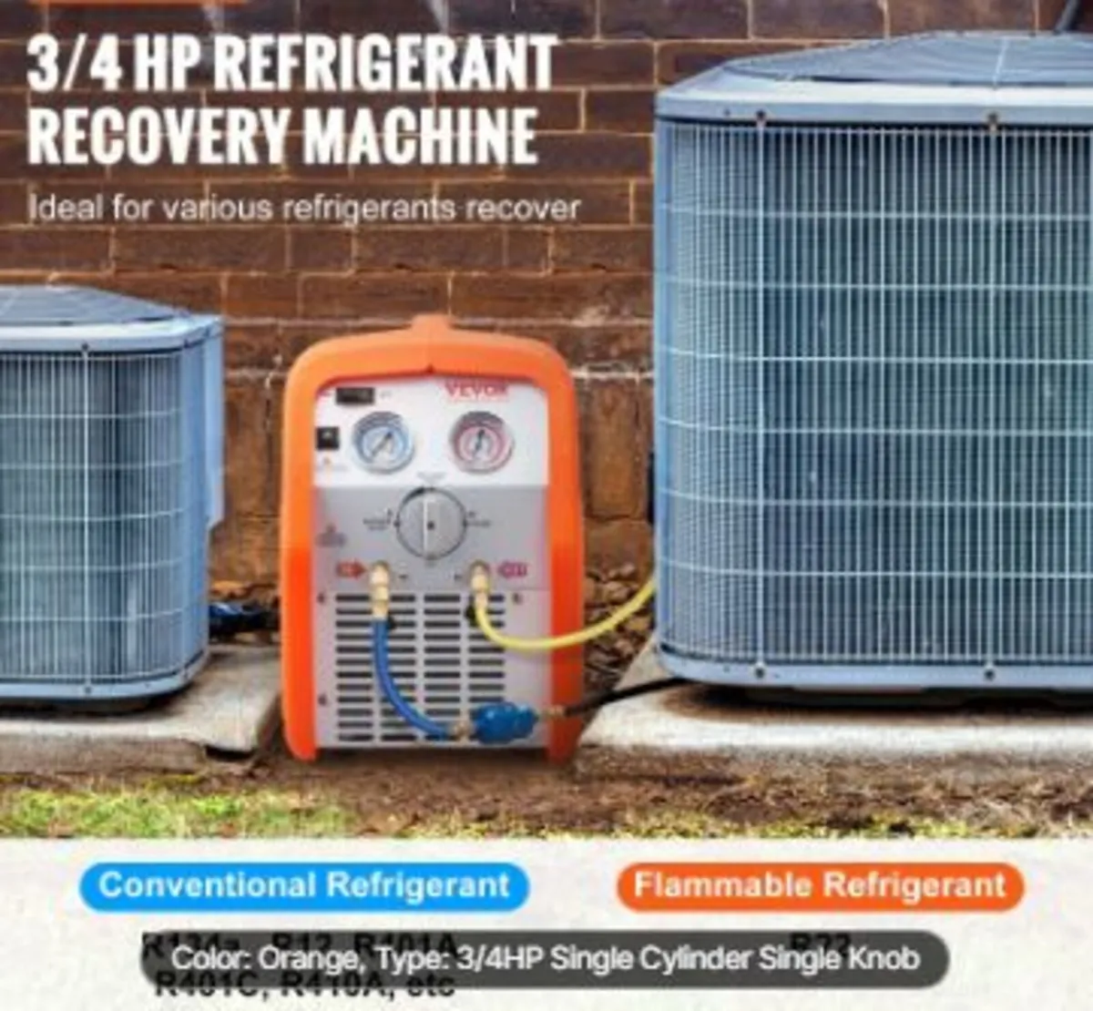 Portable 3/4 HP Refrigerant Recovery Machine - Image 2