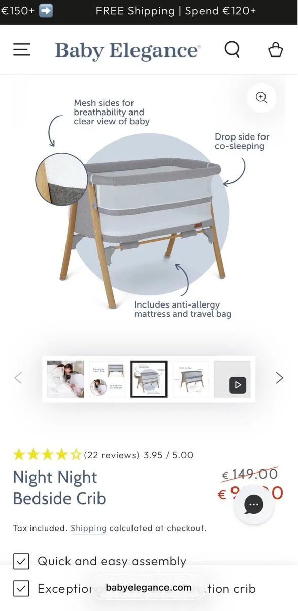 Baby Elegance bedside crib - Image 4