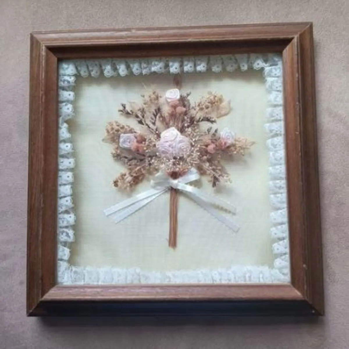 Vintage Handcrafted Dried Flowers Shadowbox - Image 1