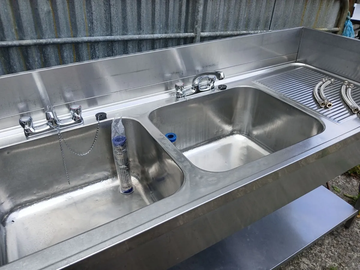 Staneless steel cabbinet double sink unit complete - Image 2