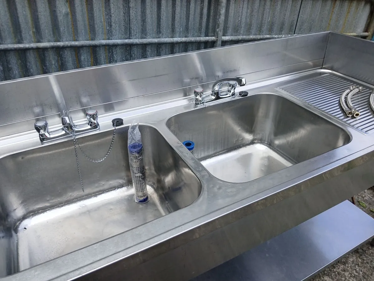 Staneless steel cabbinet double sink unit complete - Image 3