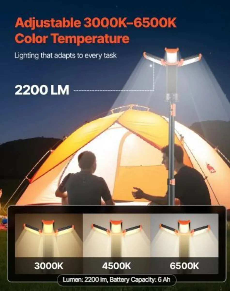 LED Work Light with Stand, 6Ah, Rechargeable - Image 3