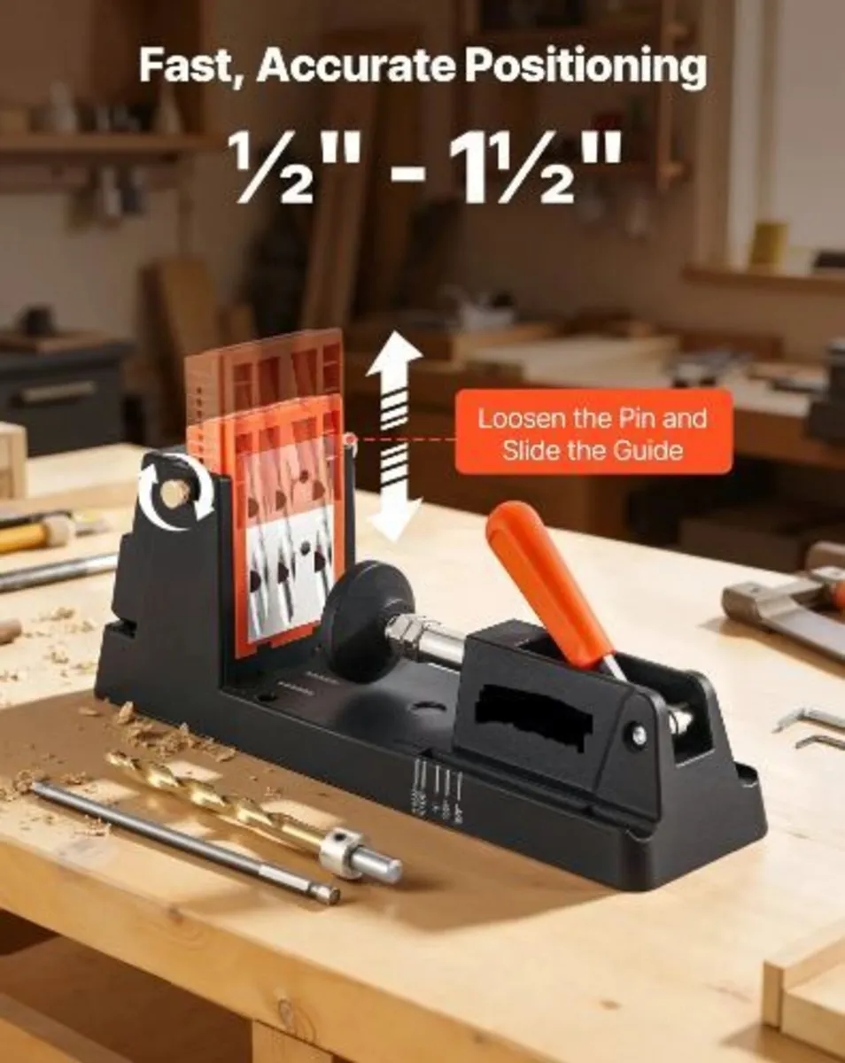 Pocket Hole Jig Kit, 12.7 to 38.1 mm Adjustable - Image 2