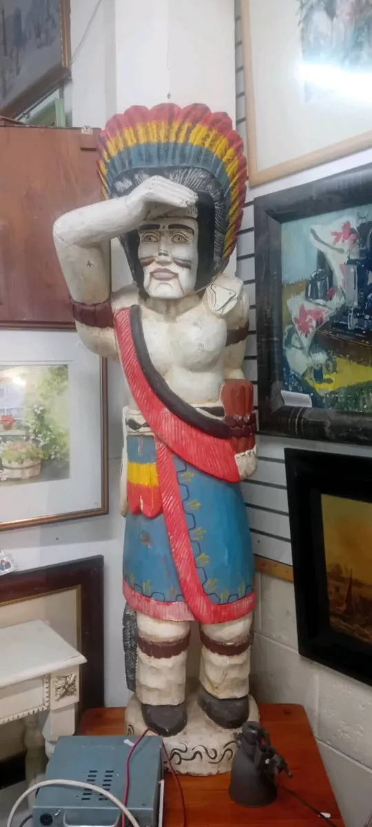 Carved Wooden Indian Cigar Shop Statue
