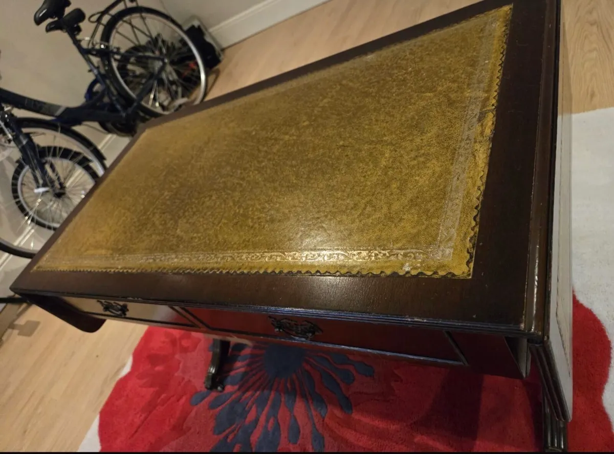 Vintage Leather Table / Console - Image 3