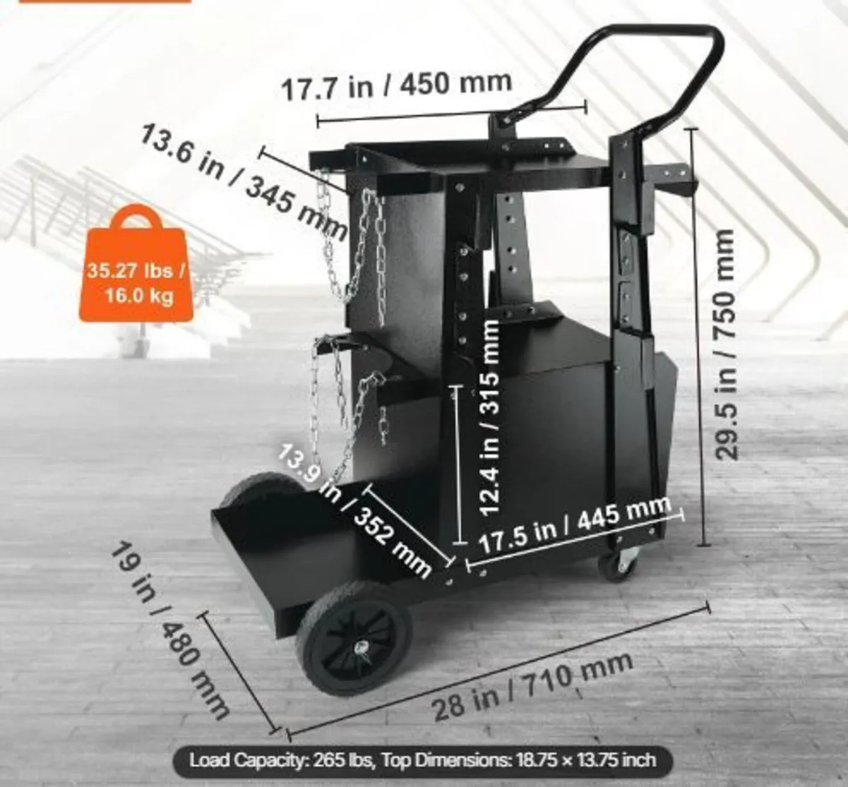 Welding Cart, 2-Tier Heavy Duty Welder Cart - Image 1