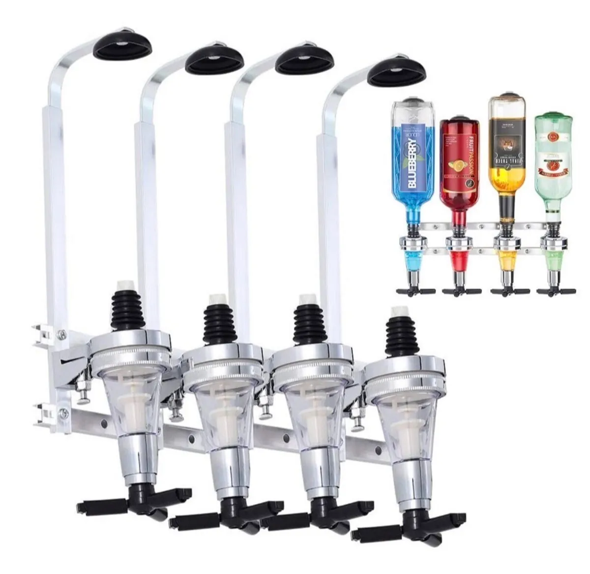 4 Bottle Optic Drinks Dispenser Wall Mounted NEW - Image 2