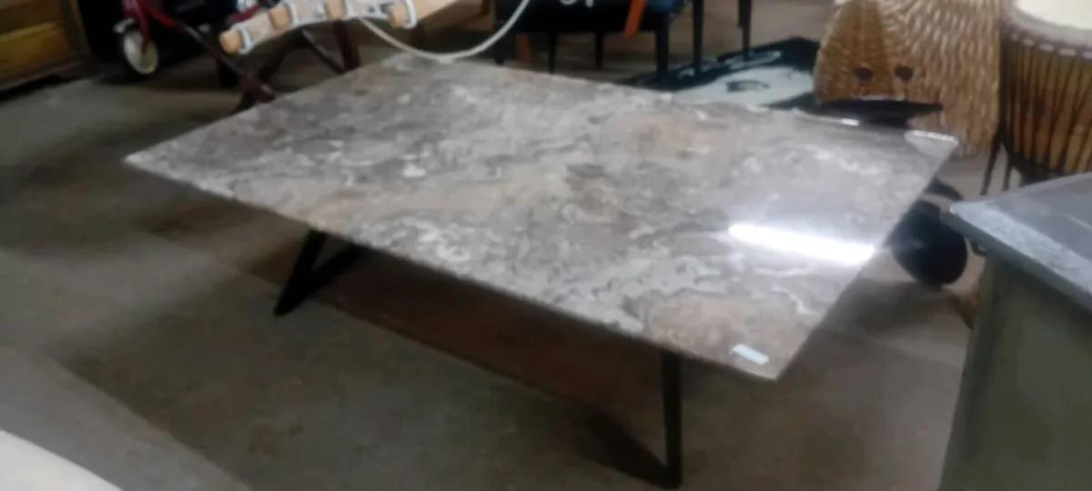 Large Marble Effect Coffee Table - Image 1