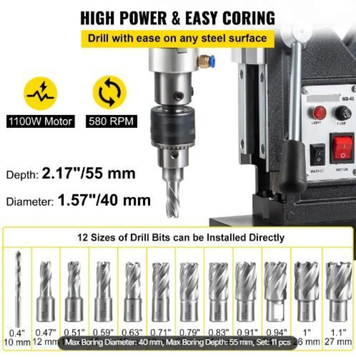 Magnetic Drill, 1100W 4 cm Boring Diameter - Image 2