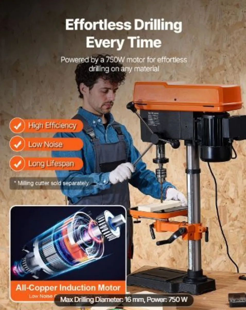 304.8 mm Benchtop Drill Press, 750W, - Image 2