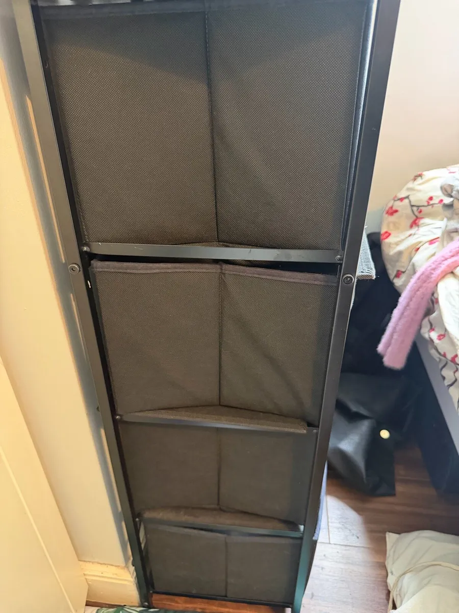 Fabric wardrobe with wooden top - Image 4
