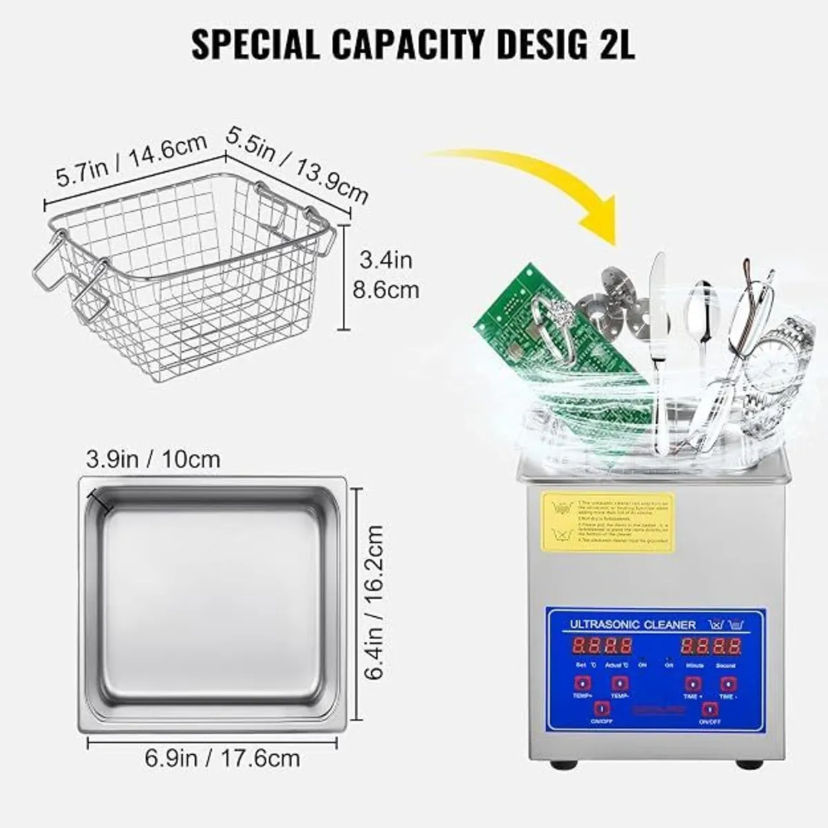 2L Ultrasonic Cleaner Digital Timer Parts Cleaner - Image 3