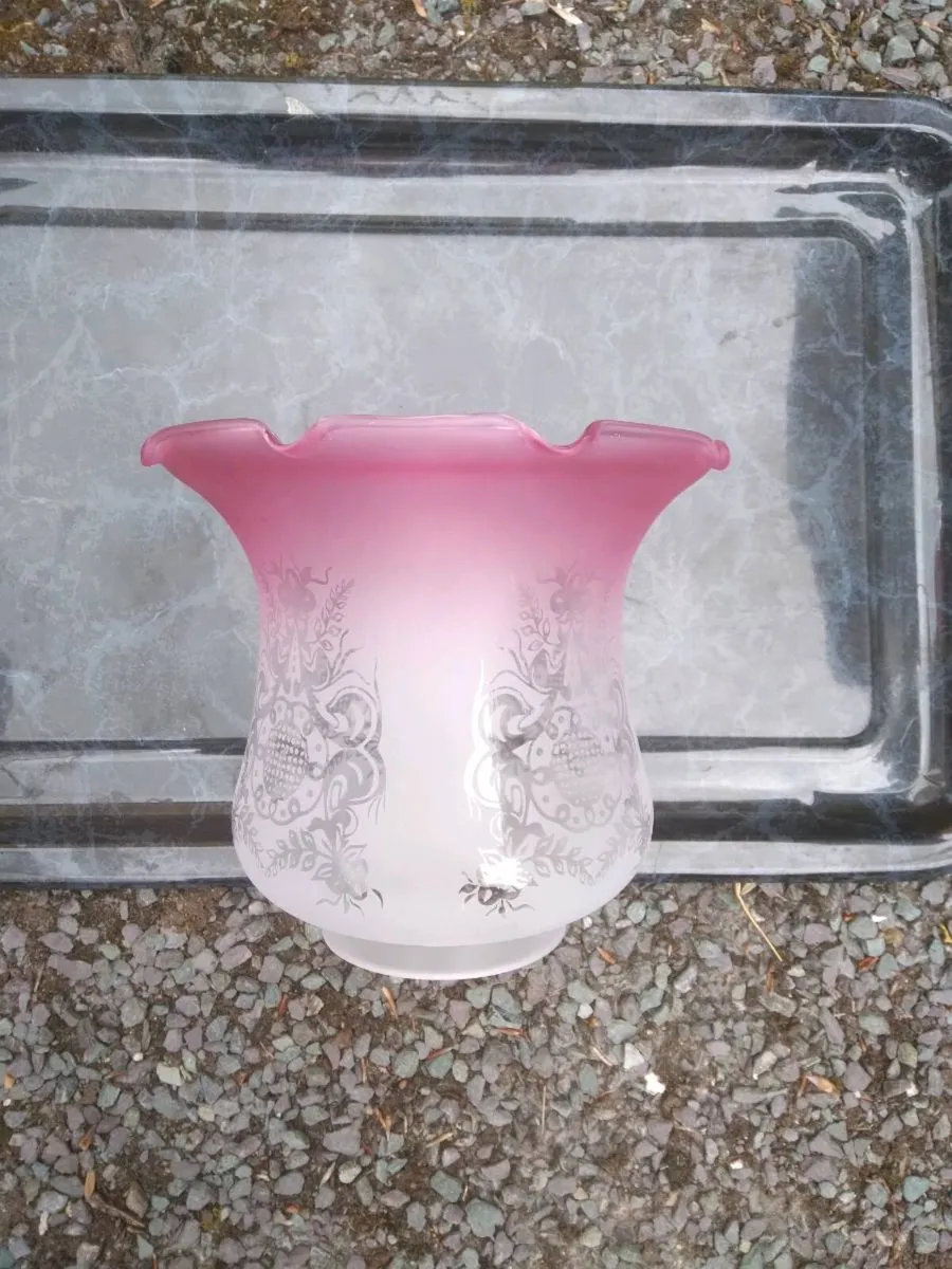 A Set of Six Pink Lamp Shades for Old Oil Lamps - Image 4