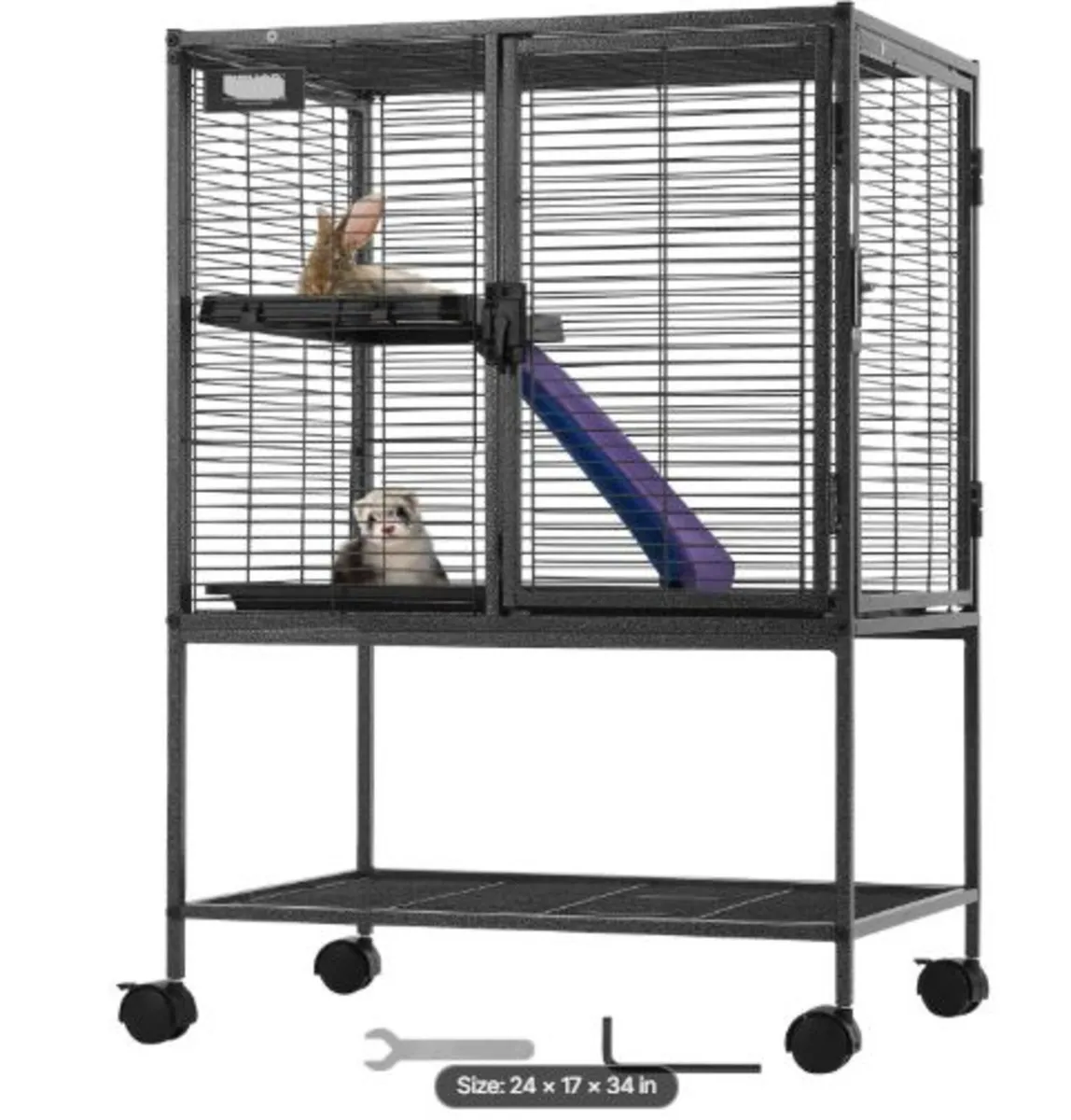 34" Rolling Metal Ferret Cage, Large 2-Tier - Image 1