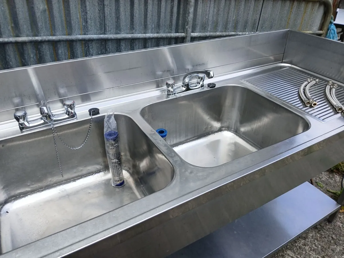 Staneless steel cabbinet double sink unit complete - Image 4