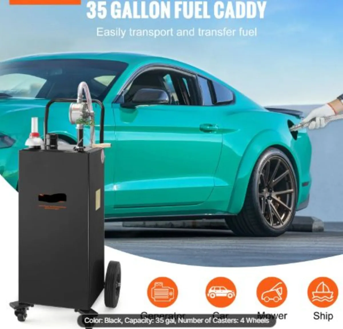 Fuel Caddy, 35 Gallon, Gas Storage Tank on 4 Wheel - Image 2