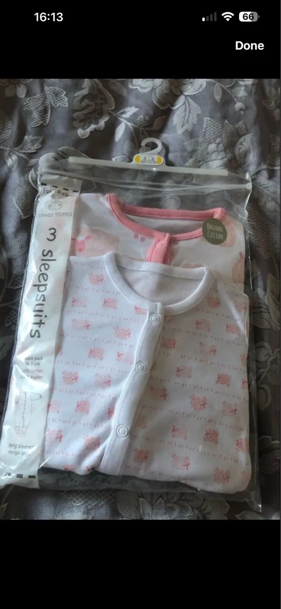 Girls set of two new baby grows 6/9 mths €4 - Image 2