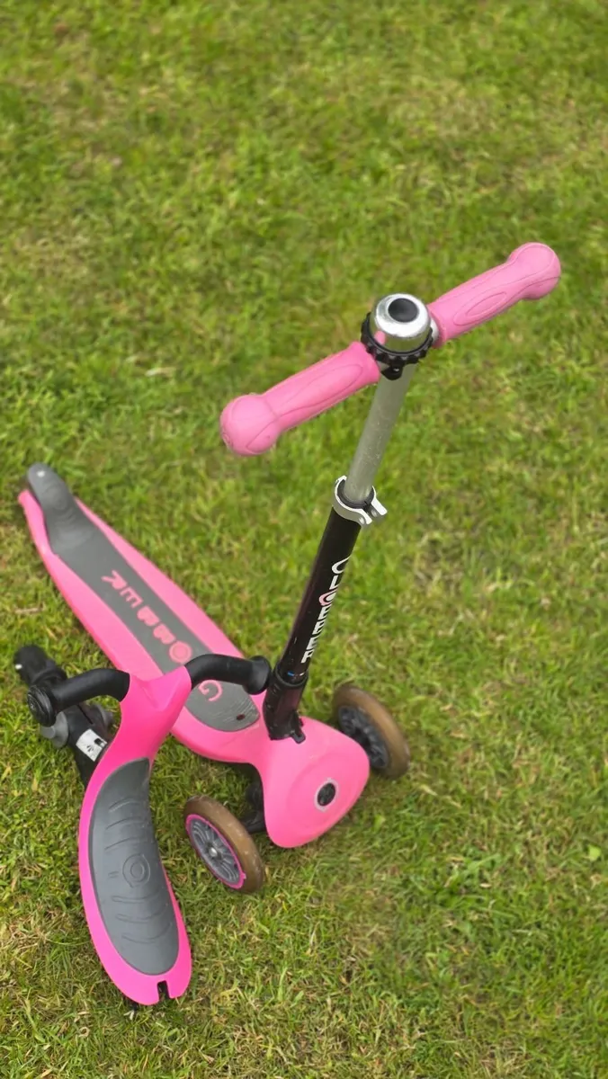 Pink Globber 3-Wheel Kids Scooter with Seat Attach - Image 1