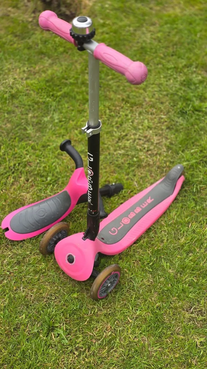 Pink Globber 3-Wheel Kids Scooter with Seat Attach - Image 3
