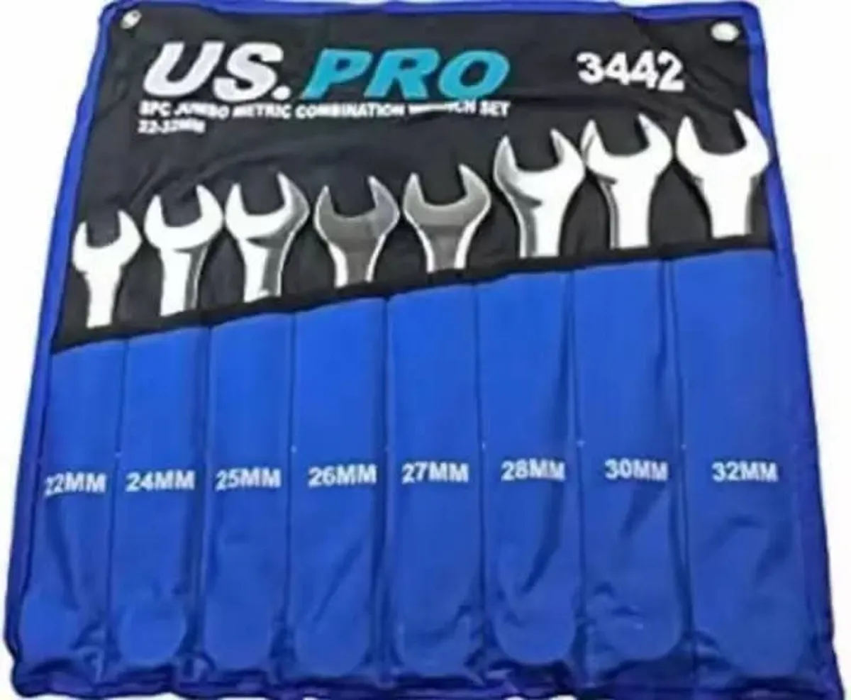 8 Piece Jumbo Metric Combination Spanner Set - Image 1