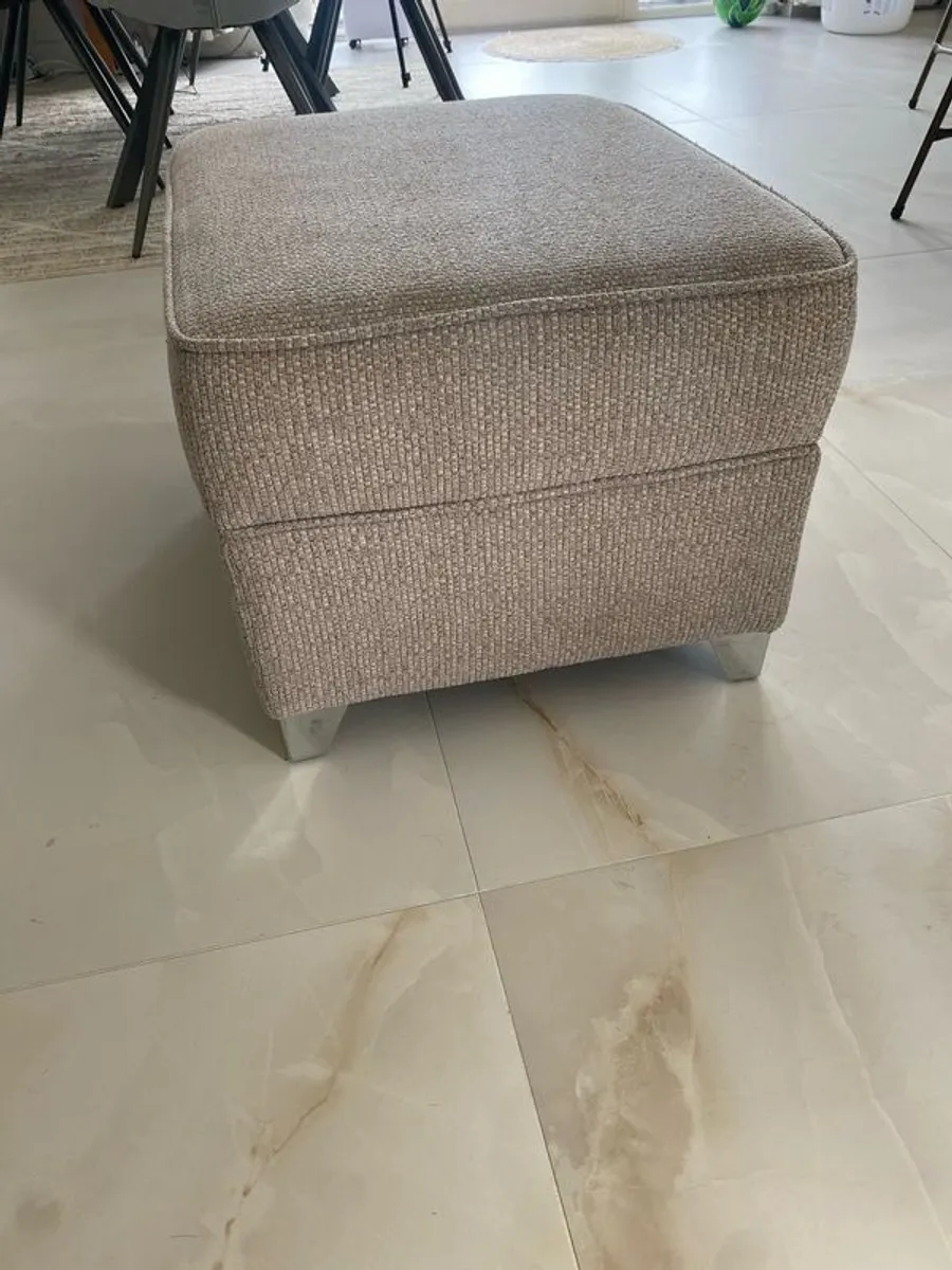 Pouffe, silver grey fabric - Image 1