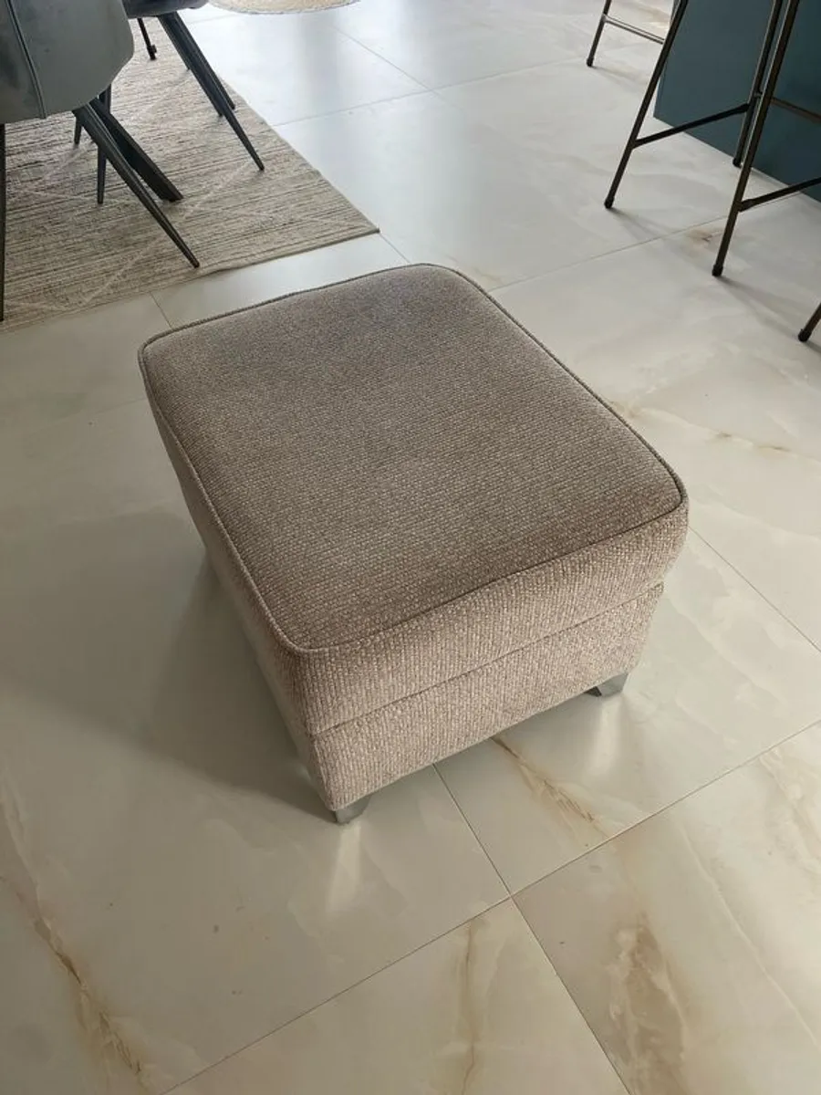 Pouffe, silver grey fabric - Image 2