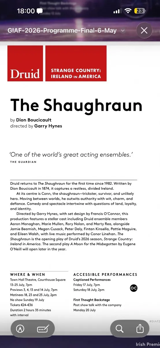 Galway Arts Festival The Shaughraun