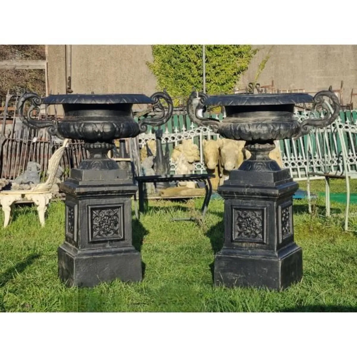 Urn Large Handles and Pedestal Black CH-R-102-B - Image 1