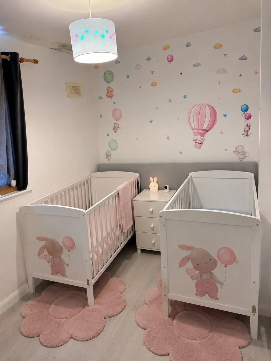 White Baby cot with mattress x 2