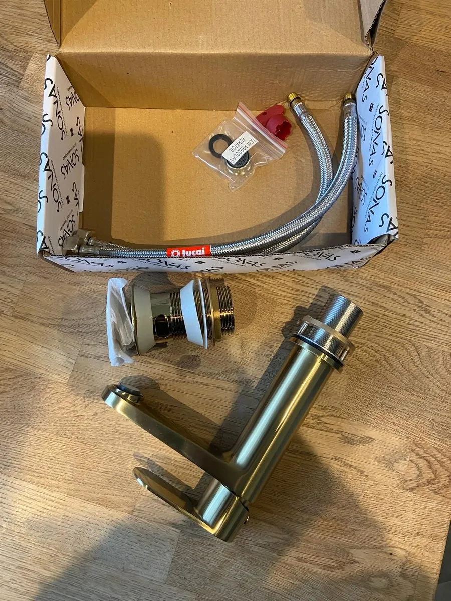 Brand New Sonas Urban Brushed Gold Basin Mixer Tap - Image 2