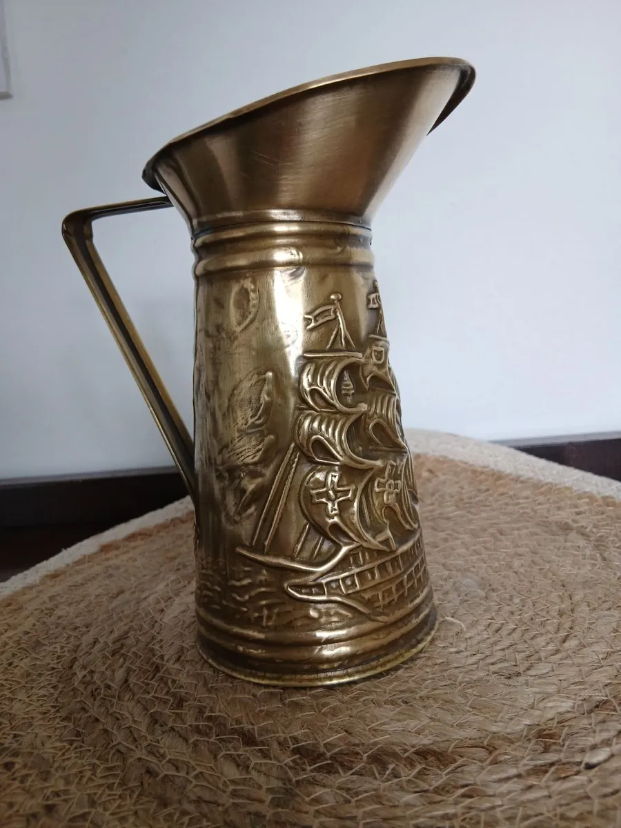 Mid Century Vintage Brass Jug . - Image 2