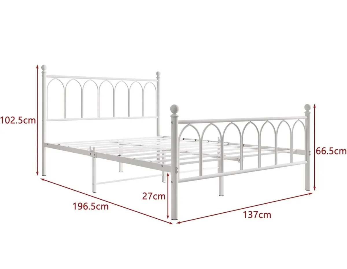 Double Metal Bed Frame 135 x 190 cm with Headboard - Image 2