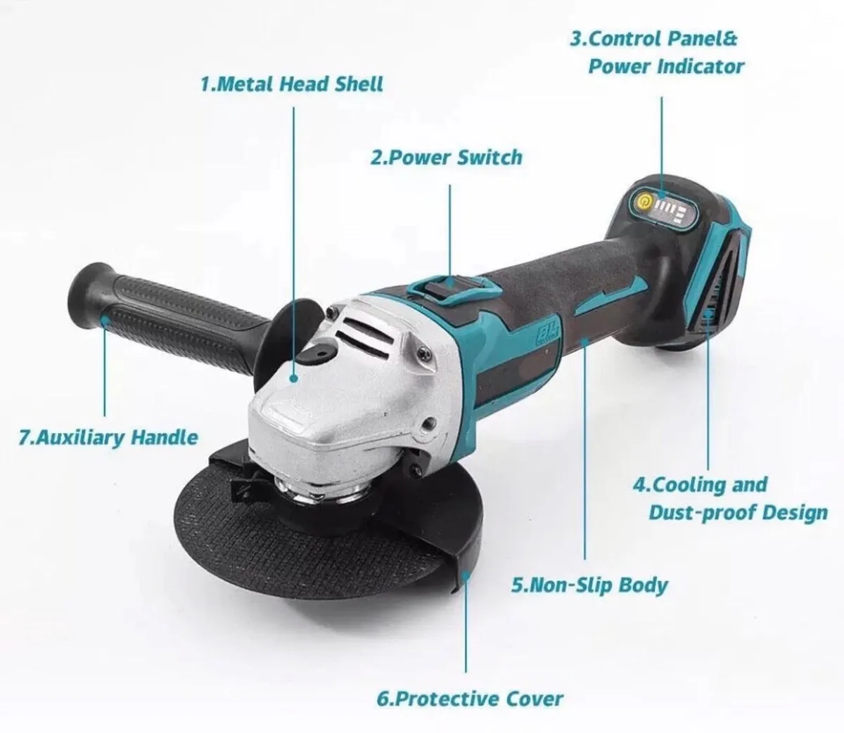 NEW 21V 125mm Brushless Cordless Angle Grinder - Image 3