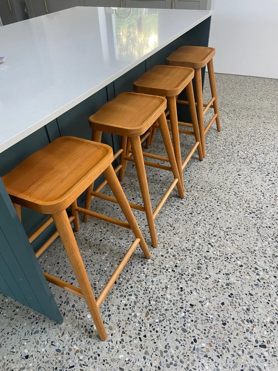 4 Solid Oak Bar stools - Image 1