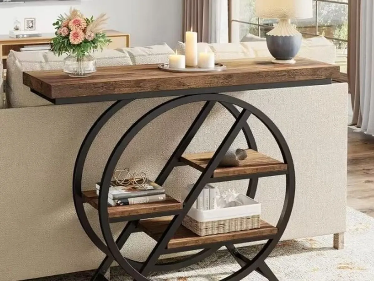 Console Table Round with Geometric Design - Image 2
