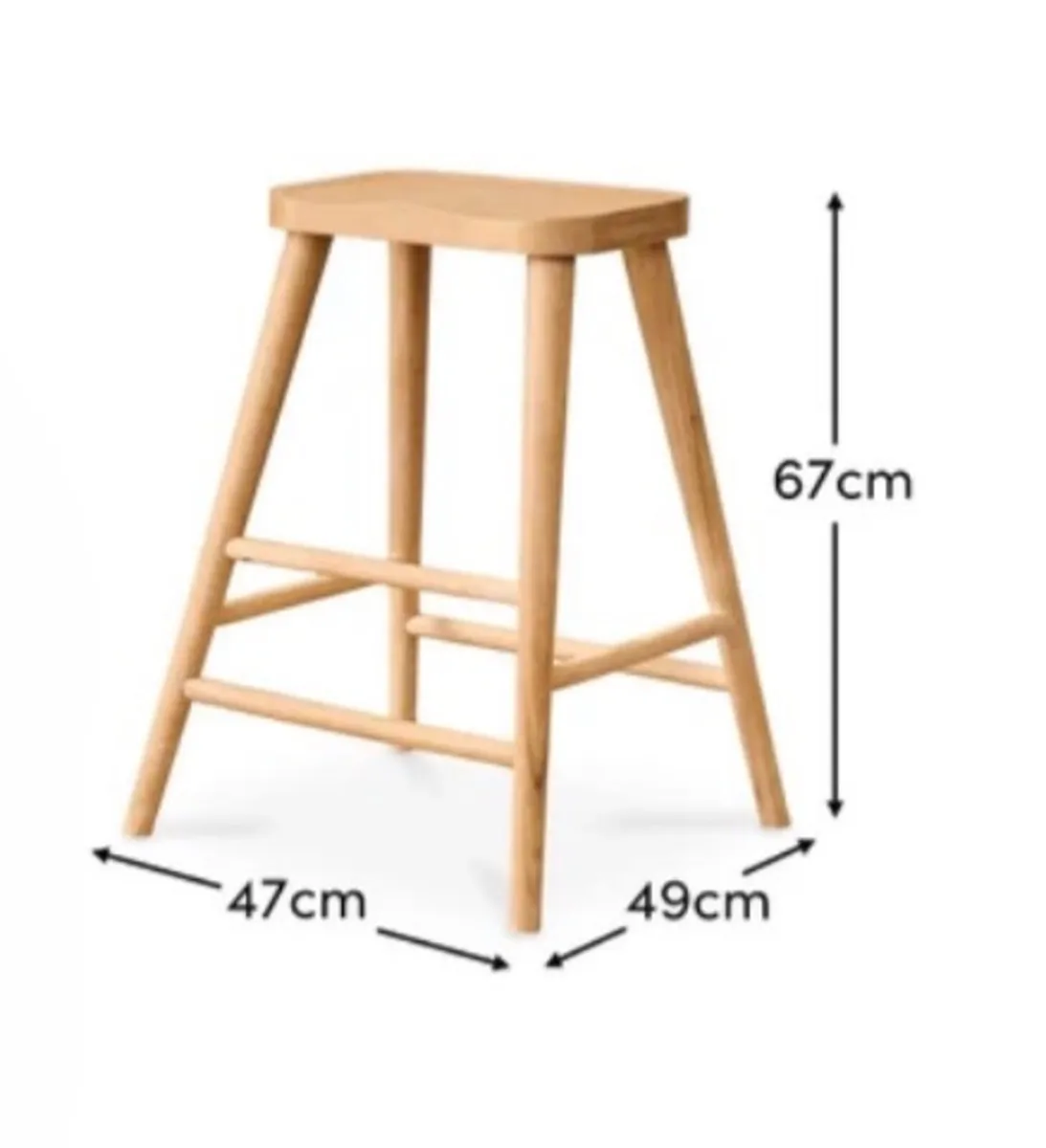 4 Solid Oak Bar stools - Image 2