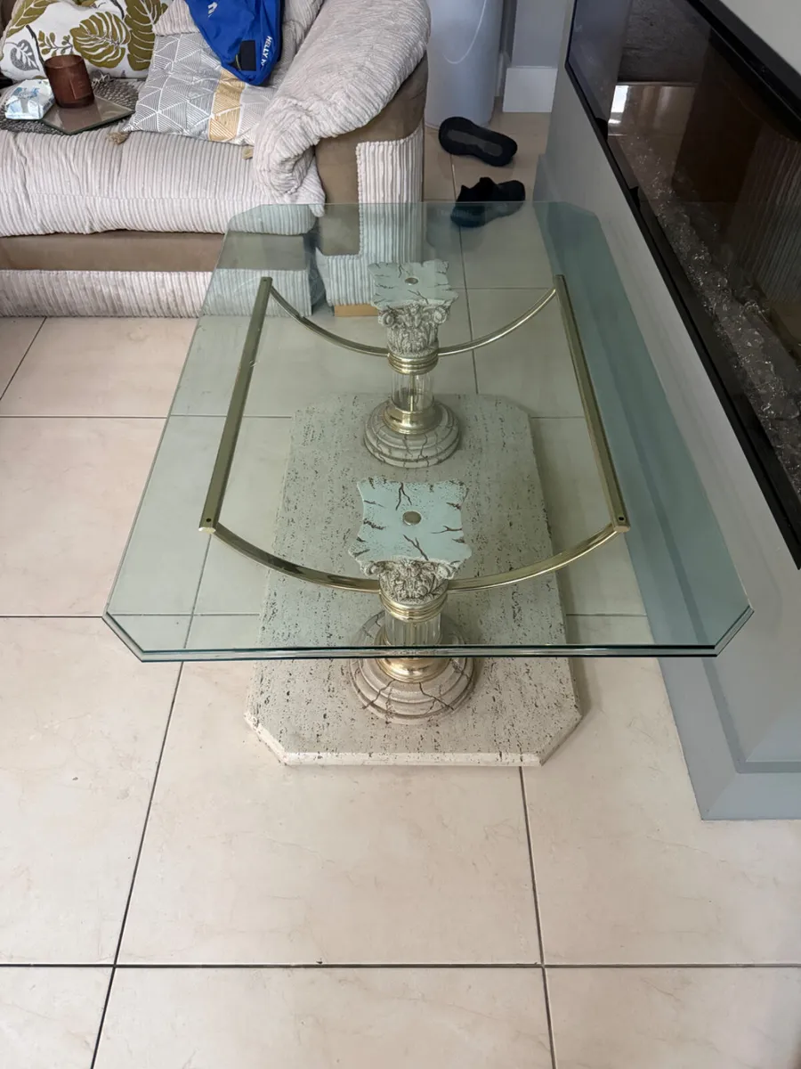 SET OF GLASS TABLES AND MIRROR - Image 1