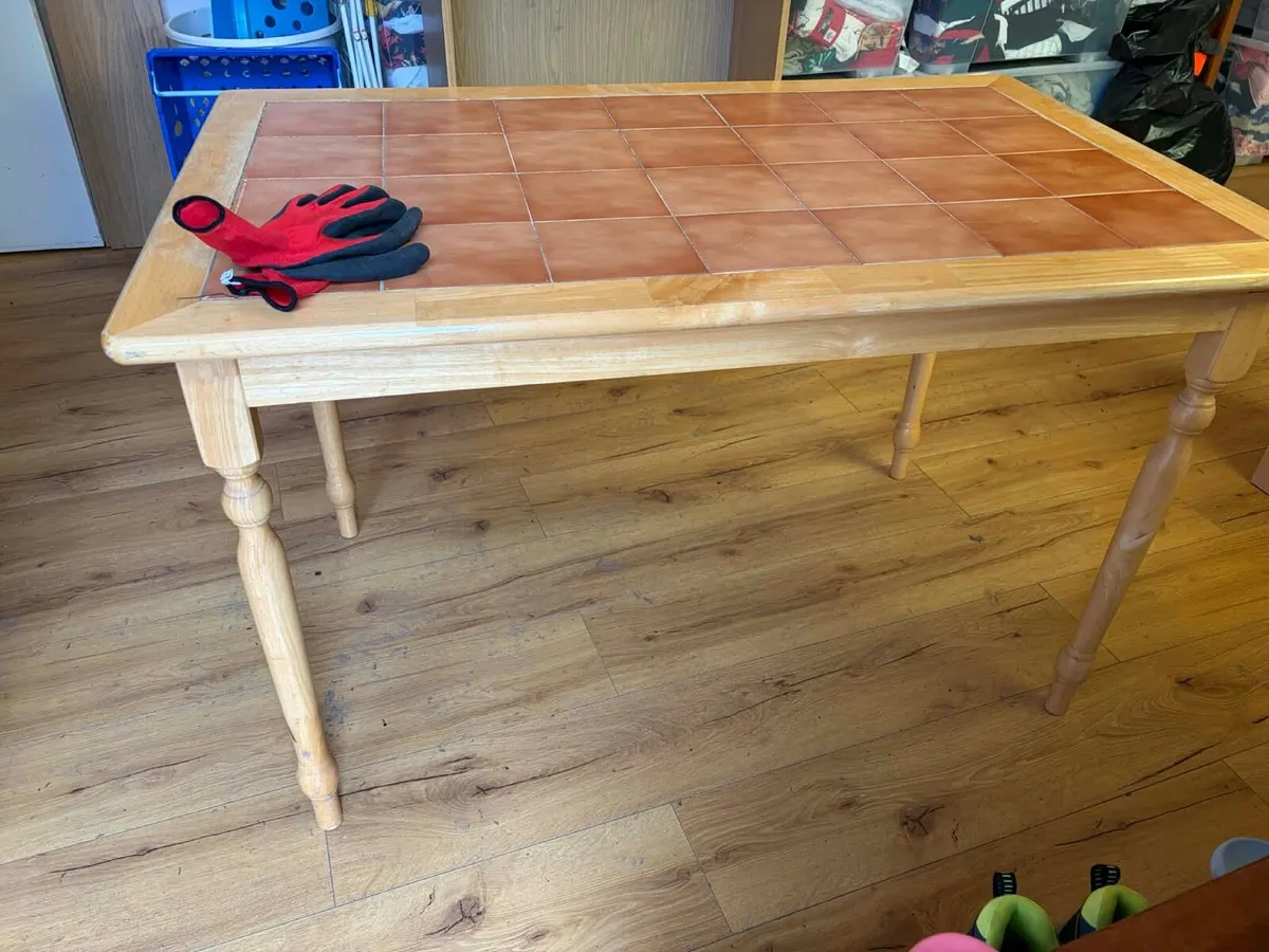oak tile top kitchen table - Image 3