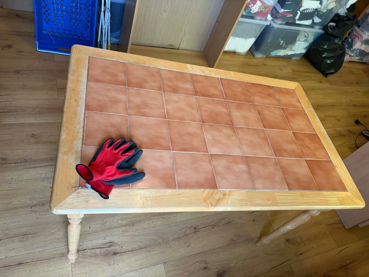 oak tile top kitchen table - Image 4