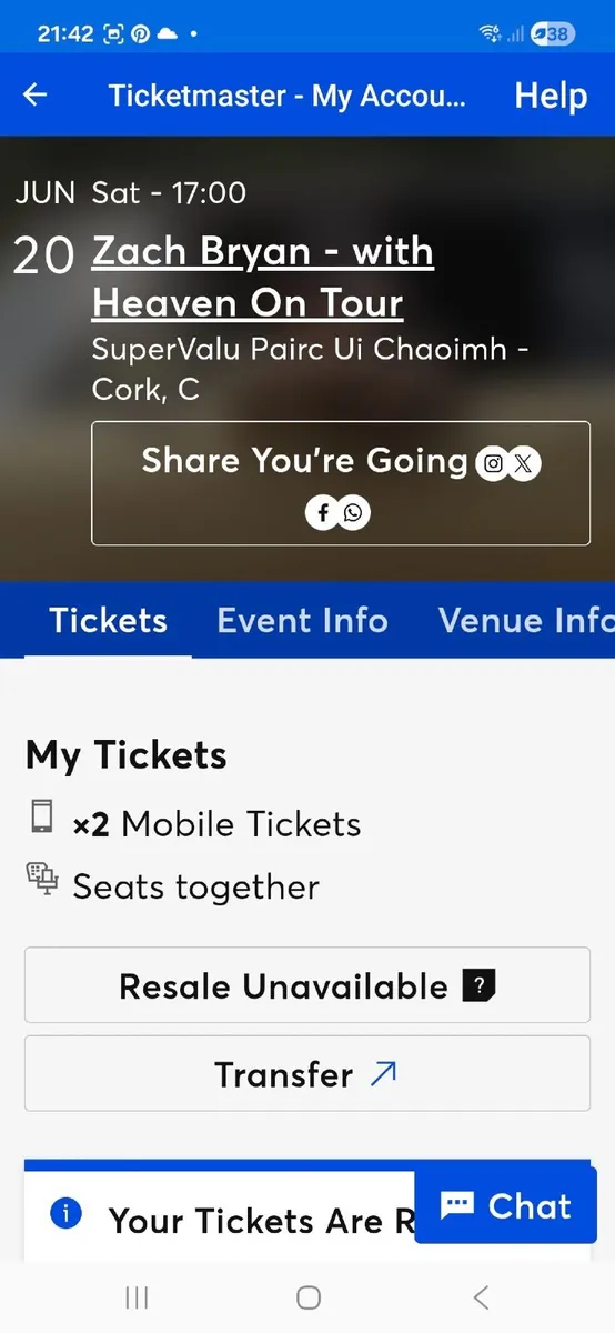 2  Zach Bryan tickets seated - Image 1