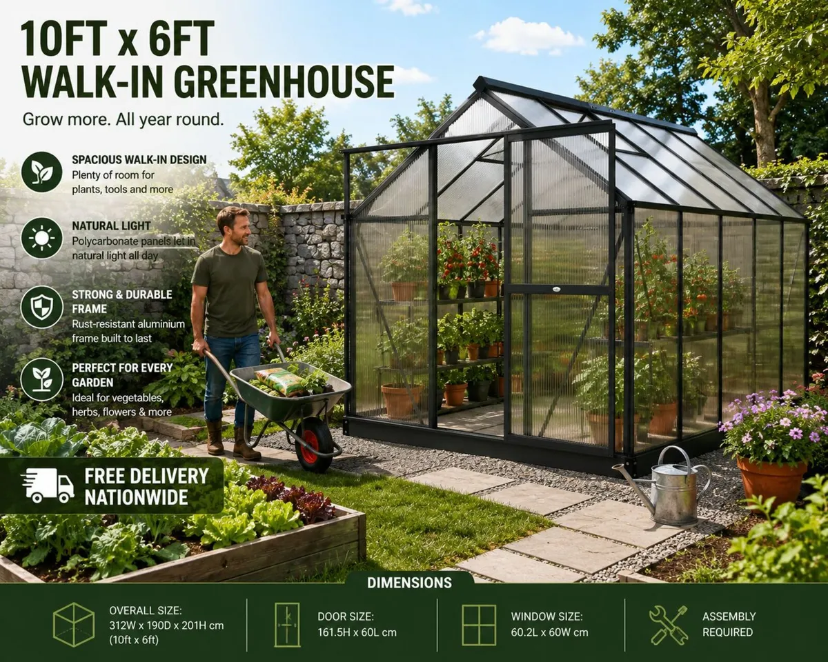 Greenhouse 10ft x 6ft - Image 1