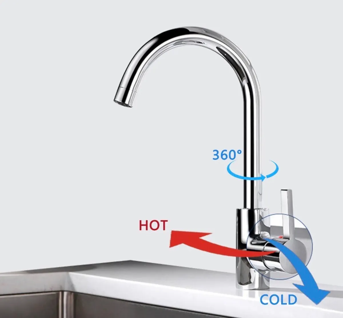 Kitchen Sink Mixer Tap Swivel Single Lever Faucet - Image 2